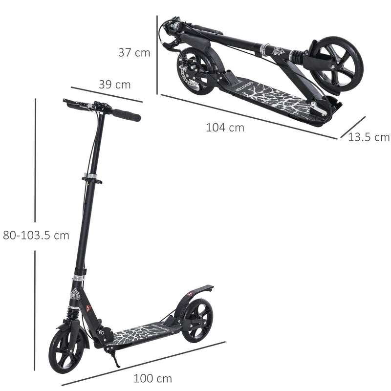 Monopattino Pieghevole 100x39x80-103,5 cm con Freno a Disco in Alluminio Nero