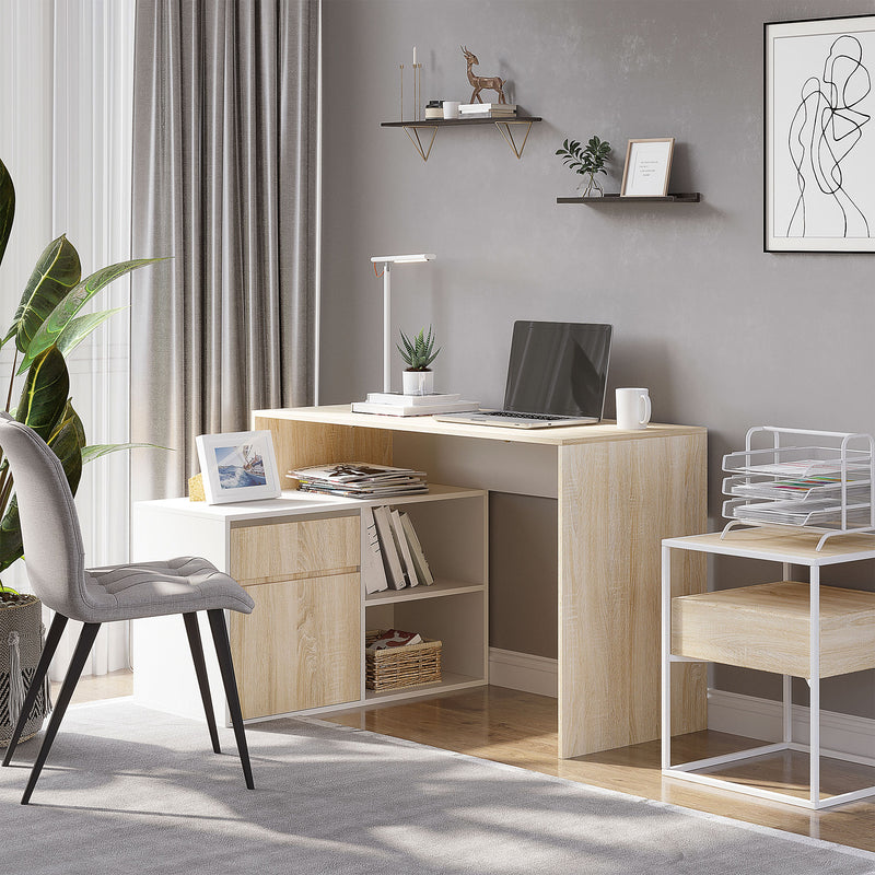 Scrivania Angolare da Ufficio 120x92x75,5 cm in Legno Rovere e Bianco