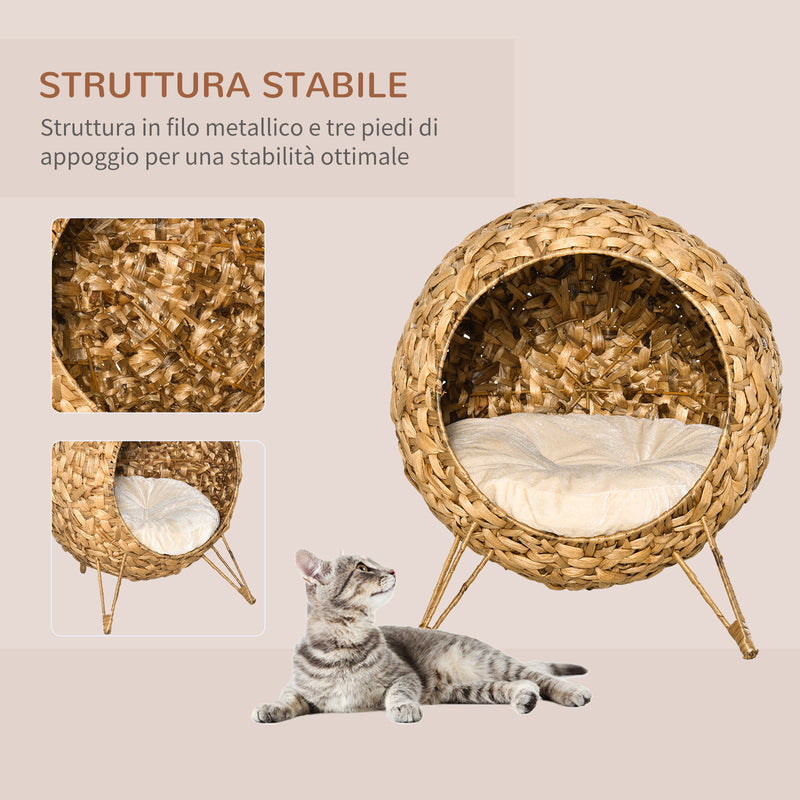 Cuccia per Gatti Ø52,58 cm in Rattan Sintentico Marrone