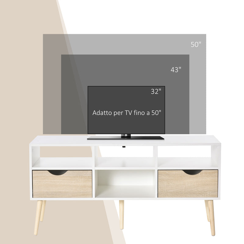 Mobile TV 117x39x57 cm in Truciolare Bianco e Rovere