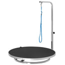 Tavolo da Toelettatura e Tosatura Girevole per Cani e Gatti Ø65x10 cm Carico 40Kg Nero