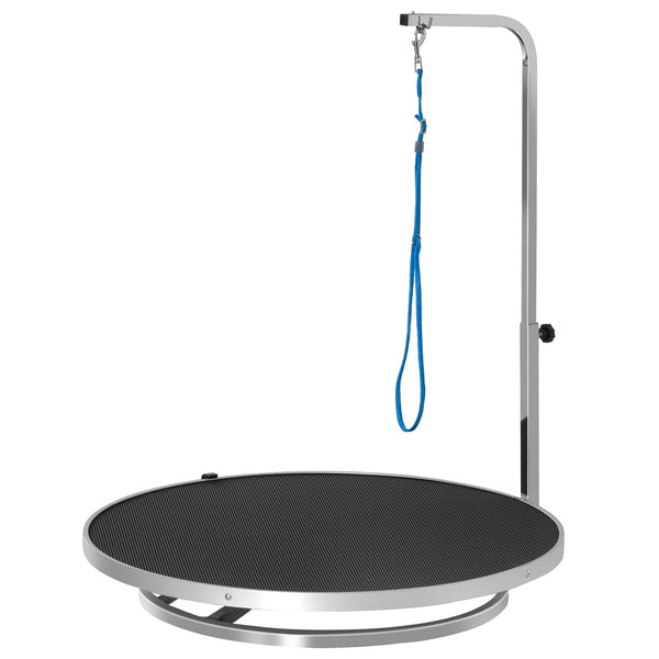 acquista Drehbarer Pflege- und Schertisch für Hunde und Katzen Ø65x10 cm Traglast 40kg Schwarz