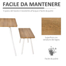 Set Tavolo da Pranzo con 2 Panche in MDF e Metallo Bianco