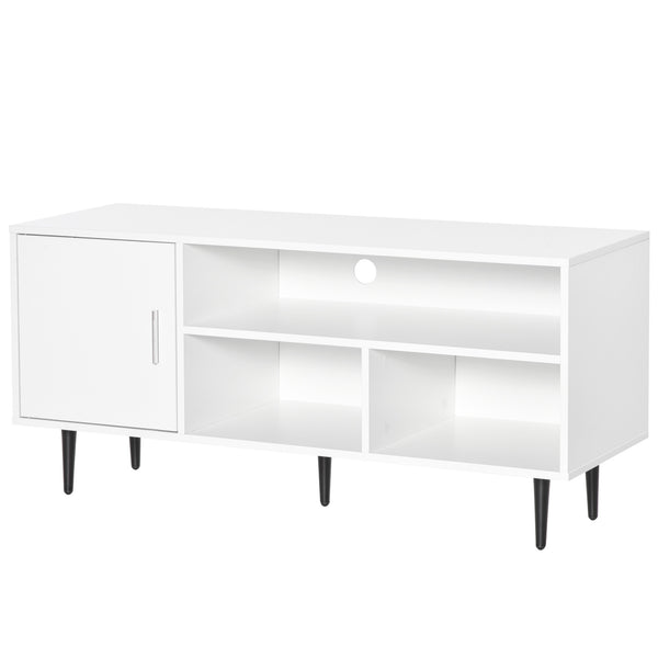 sconto TV-Schrank 1 Tür 3 Regale 120 x 40 x 55 cm aus weißem MDF
