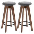 Set 2 Sgabelli da Bar Imbottiti 41x41x69 cm in Legno e Tessuto Grigio