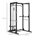 Stazione Fitness Multifunzione 155x118x220 cm in Acciaio Nera