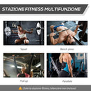 Stazione Fitness Multifunzione 155x118x220 cm in Acciaio Nera