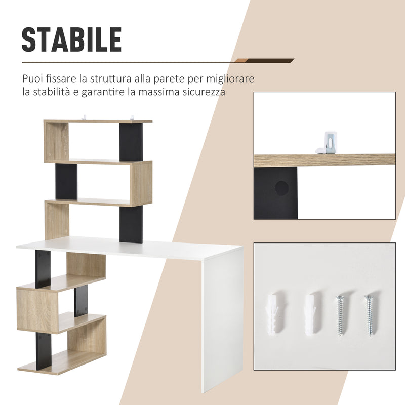 Scrivania da Ufficio 120x60x148 cm con Libreria in Legno Multicolore