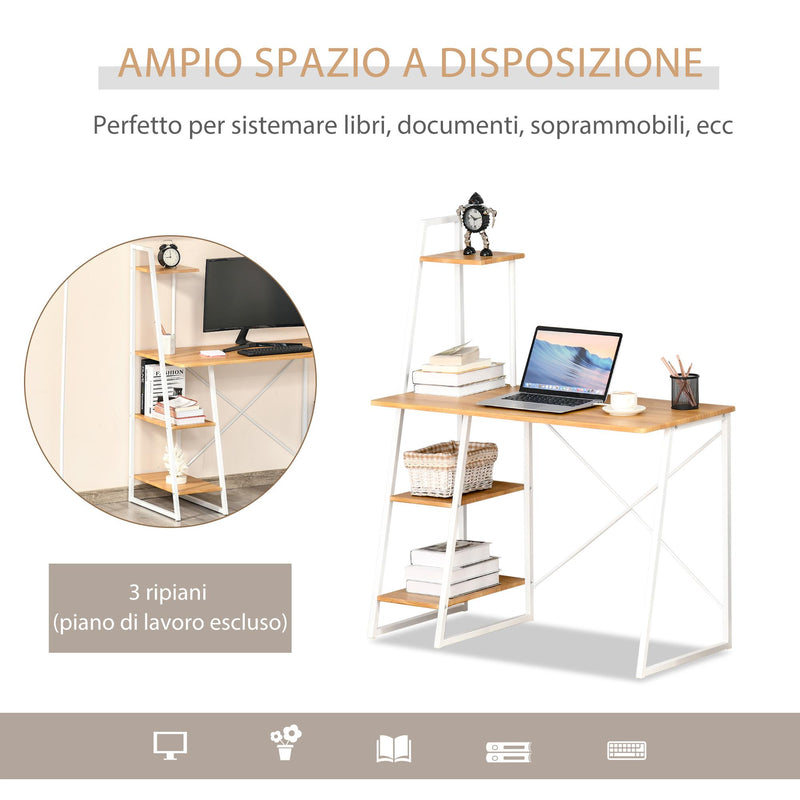 Scrivania da Ufficio 104x50x128 cm in MDF e Metallo Colore Legno