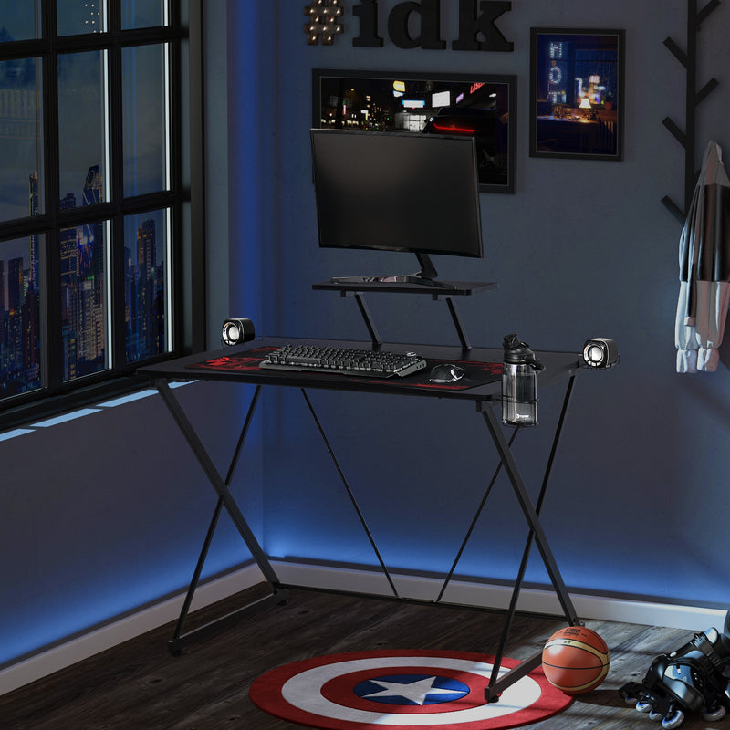 Scrivania da Gaming 106x60x93,5 cm con Ripiano in MDF e Metallo Nero