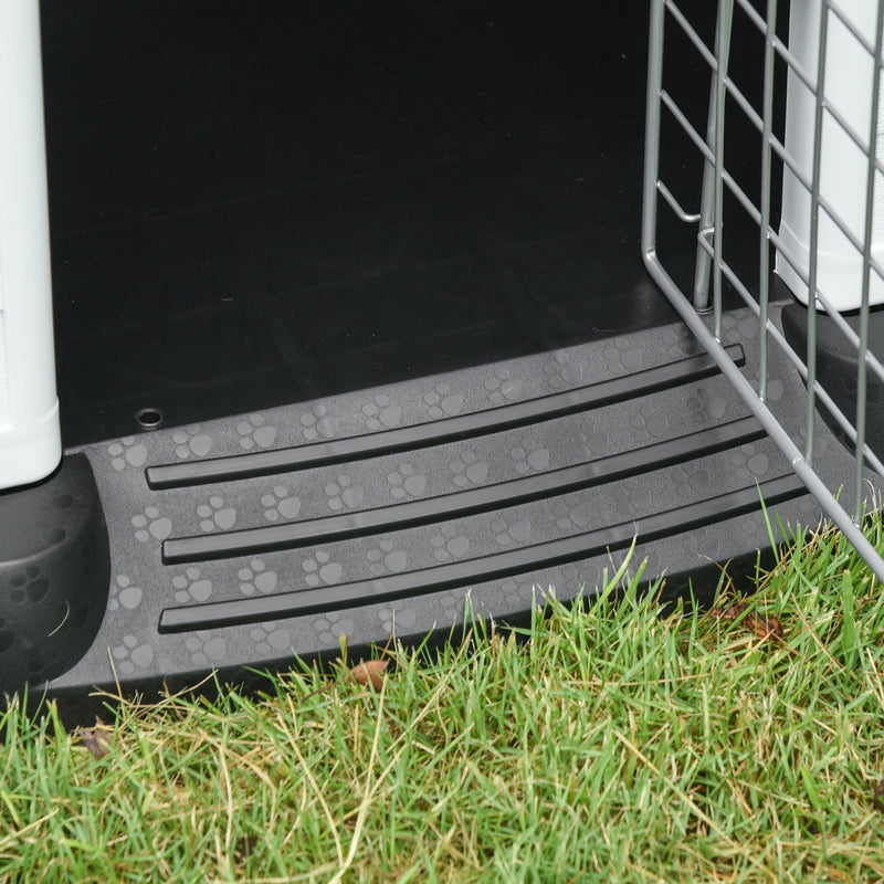 Cuccia per Cani Taglia Piccola 66x73x69 cm con Cancelletto Rimovibile Bianca e Verde