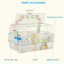 Gabbia per Criceti e Roditori 70x45x44 cm Tetto Apribile Trasparente