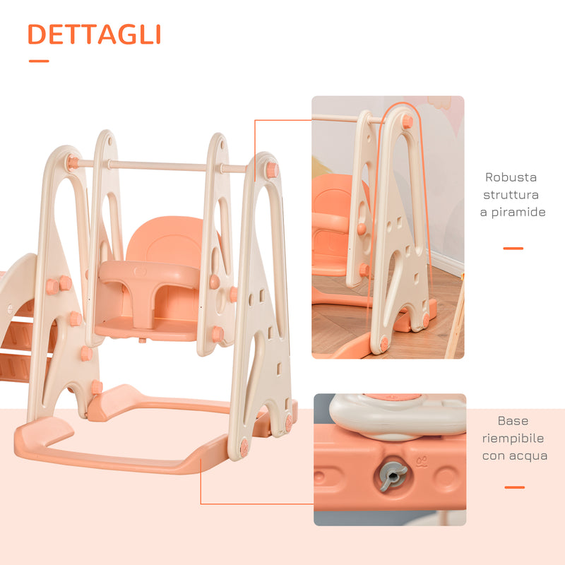 Scivolo per Bambini 158x117x97 cm con Altalena e Canestro Beige
