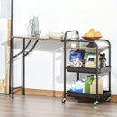 Carrello da Cucina 118x36,5x82 cm con Ripiano Pieghevole Marrone