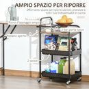 Carrello da Cucina 118x36,5x82 cm con Ripiano Pieghevole Marrone
