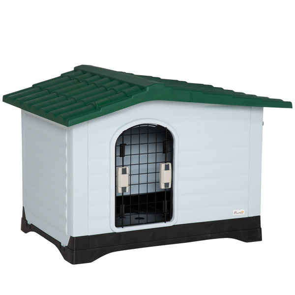 prezzo Kleine Hundehütte 91 x 69 x 66 cm mit abnehmbarem Tor in Weiß und Grün