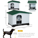 Cuccia per Cani Taglia Piccola 91x69x66 cm con Cancelletto Rimovibile Bianca e Verde