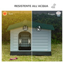 Cuccia per Cani Taglia Piccola 91x69x66 cm con Cancelletto Rimovibile Bianca e Verde