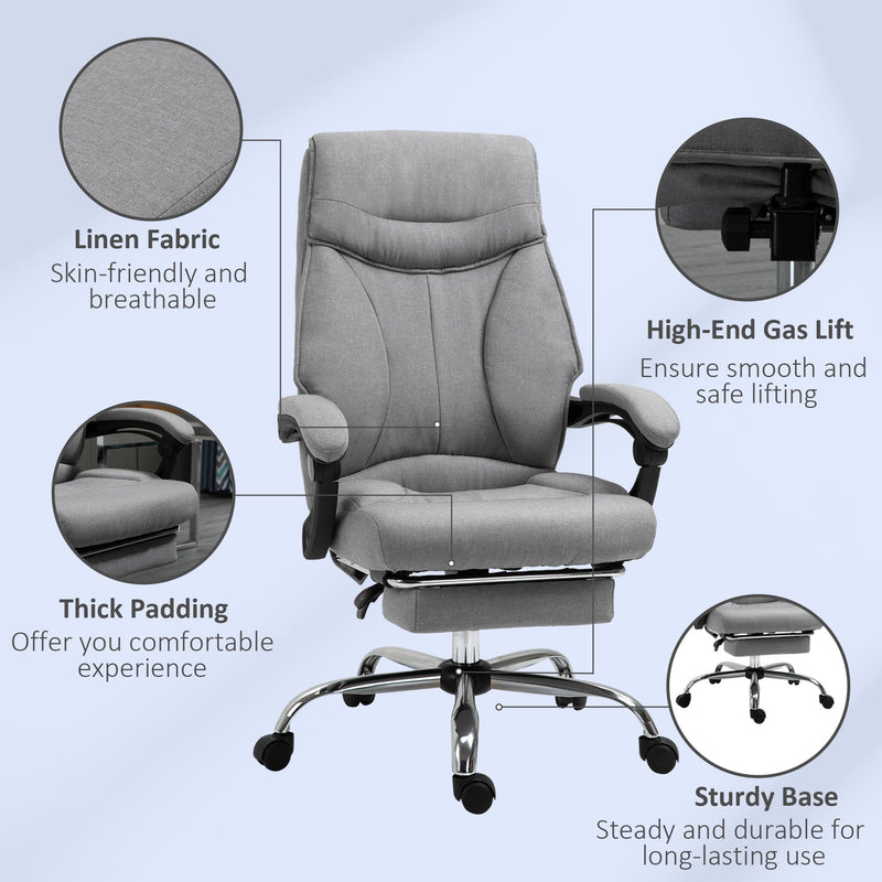 Sedia Poltrona Presidenziale da Ufficio 67,5x66x115-125 cm in Tessuto Grigio