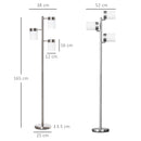 Lampada da Terra 3 Paralumi 38-52x25x165 cm E27 40W Argento