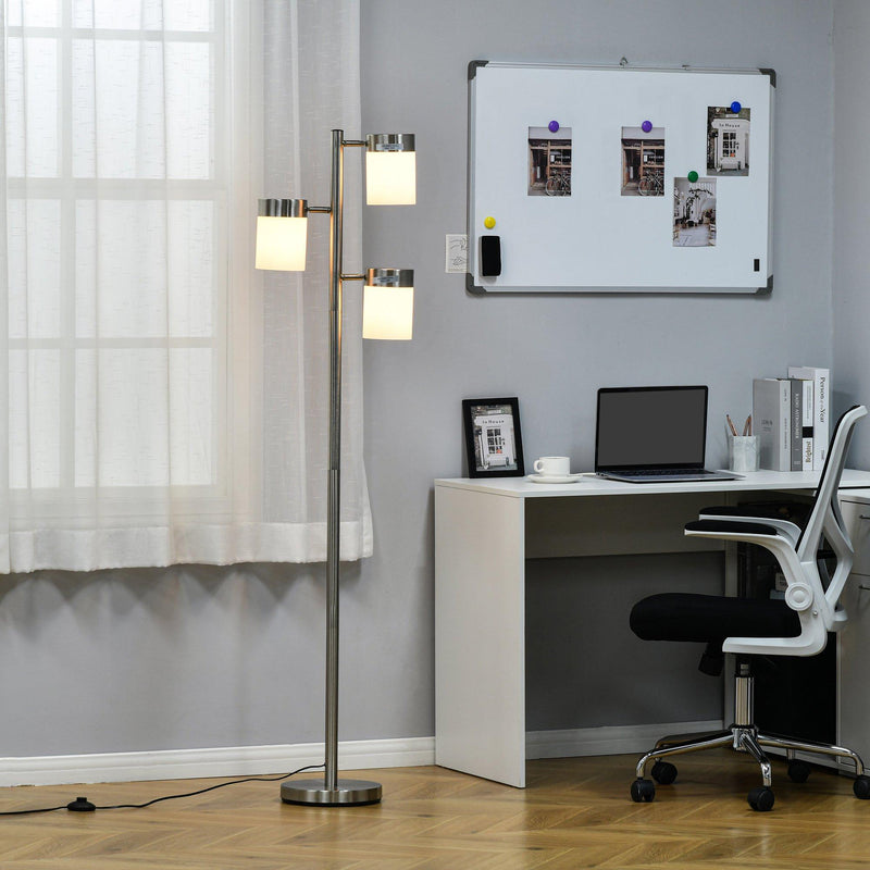 Lampada da Terra 3 Paralumi 38-52x25x165 cm E27 40W Argento