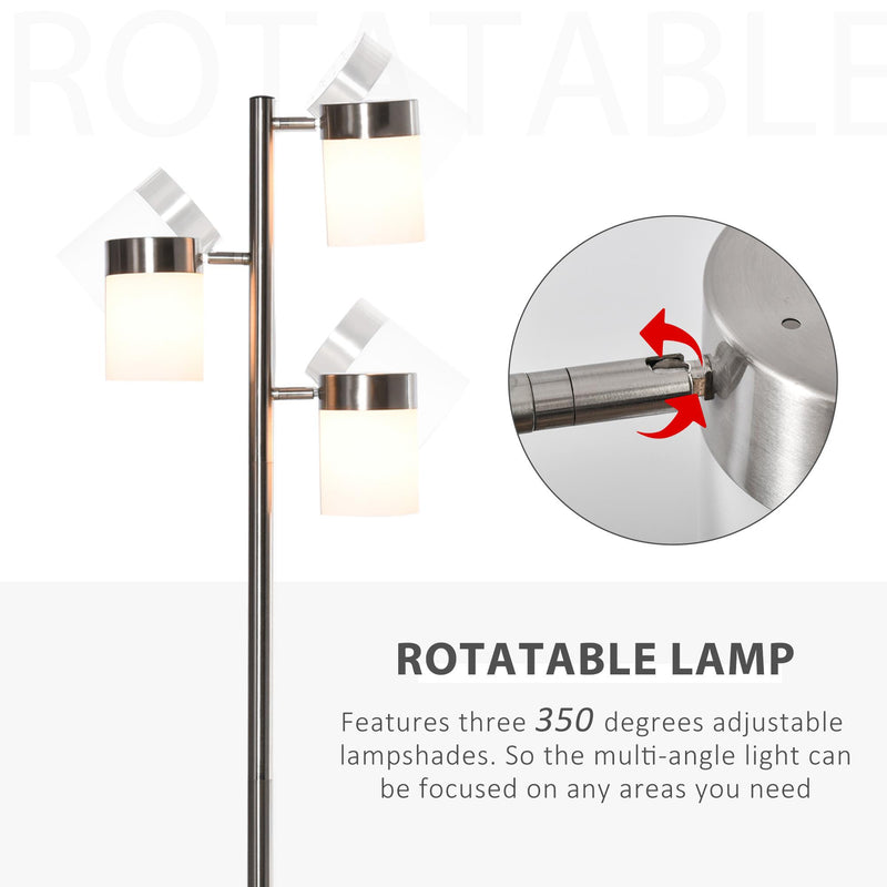Lampada da Terra 3 Paralumi 38-52x25x165 cm E27 40W Argento