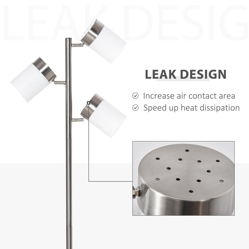 Lampada da Terra 3 Paralumi 38-52x25x165 cm E27 40W Argento