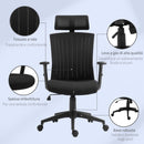 Sedia Poltrona Direzionale da Ufficio 65x63x119-129 cm in Tessuto Nero