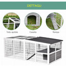 Conigliera da Esterno 200x100x75 cm in Legno e Metallo Grigia