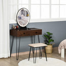 Consolle Trucco 2 Cassetti 80x40x136 cm con Specchio e Sgabello Noce