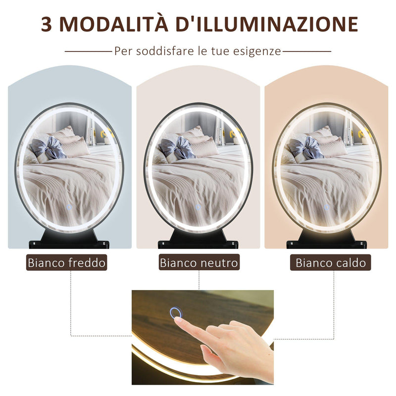 Consolle Trucco 2 Cassetti 80x40x136 cm con Specchio e Sgabello Noce