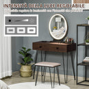 Consolle Trucco 2 Cassetti 80x40x136 cm con Specchio e Sgabello Noce