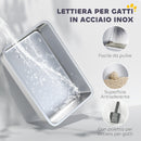Lettiera per Gatti con Pareti Rialzate 71x50,8x35,5 cm Vassoio in Acciaio Bianco  