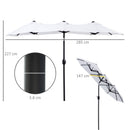 Ombrellone da Giardino Doppio 285x147x227 cm  in Acciaio e Poliestere Bianco