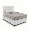 Letto 1 Piazza e Mezza Contenitore Imbottito Similpelle Bianco Boxmax Testata Button Varie Misure