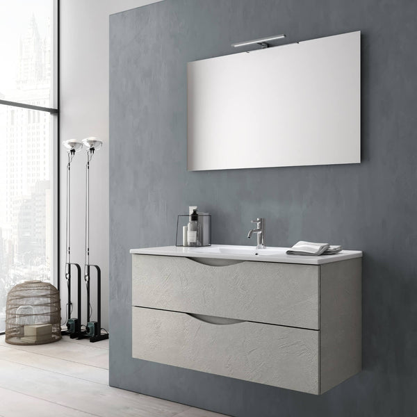 Badezimmer-Hängeschrank mit Spiegelwaschbecken und TFT-LED-Lampe in Steinoptik in Marte Grey acquista
