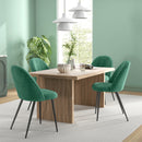 Set 4 Sedie Moderne Imbottite con Schienale Ricurvo 50x52x83 cm in Tessuto Effetto Velluto e Acciaio Verde