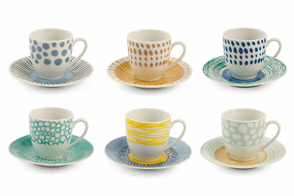 Set mit 6 Kaffeetassen und Untertassen aus Porzellan Villa d'Este Home Tivoli Marea acquista