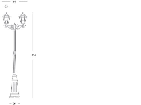 Lampada Palo Alto Due Luci per Giardino Colore Nero da Esterno Linea Esagonale Sovil