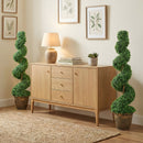 Set 2 Piante Finte di Bosso a Spirale 120 cm con Vaso Incluso in PE e Metallo Verde      