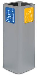 Pattumiera Per Raccolta Rifiuti 30x30xh80 cm In Acciaio Verniciato Cover a 2 Scomparti Grigio