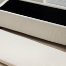 Panca Fondo Letto 112x42x40 cm con Spazio Contenitore da 84L in Tessuto Effetto Velluto a Coste e Acciaio Beige      