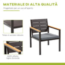 Set Salotto da Giardino Divano 2 Poltrone e Tavolino in Acciaio e Legno Acciaio e Legno