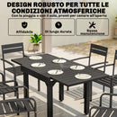 Tavolo da Giardino Allungabile 80-160x80x75 cm con Piano a Doghe in Alluminio e Acciaio Nero      