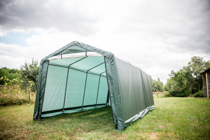 Box Auto Garage da Esterno 3x6xh2,4 m in Tessuto Polietilene Rinforzato 195gr/mq Verde