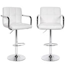 Set Sgabelli Cucina Seduta Pelle Imbottita Sgabello con Braccioli Casa Bar Bianco