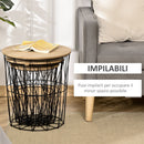 Set 3 Tavolini  Ripiano Rimovibile in Acciaio e MDF Legno