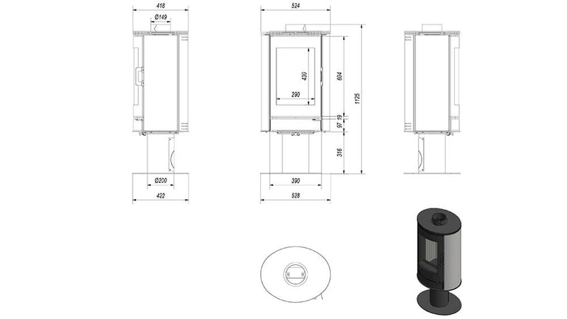 Stufa a Legna 5,5/10,5KW Piastrellata in Acciaio Flig Springfield Rossa