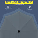 Ombrellone Semicircolare 200x190x240 cm con Tettuccio Anti UV Grigio   