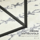 Set 3 Tavolini Quadrati Impilabili in Acciaio e Vetro Temperato Nero e Effetto Marmo